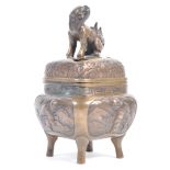 ANTIQUE CHINESE TEMPLE CENSER WITH FOO DOG FINIAL