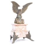 19TH CENTURY CHINESE BRONZE EAGLE ON MARBLE BASE