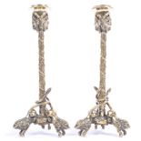 PAIR OF 19TH CENTURY ANTIQUE BRASS TABLE CANDLESTICKS