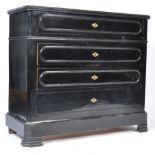 19TH CENTURY EBONISED CHEST WITH INSET MARBLE TOP