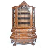 19TH CENTURY DUTCH WALNUT BOMBE VITRINE CABINET