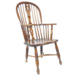 19TH CENTURY VICTORIAN ELM WOOD WINDSOR ARMCHAIR CHAIR