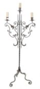 EARLY 20TH CENTURY WROUGHT IRON GOTHIC CANDELABRA