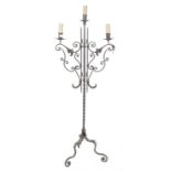 EARLY 20TH CENTURY WROUGHT IRON GOTHIC CANDELABRA