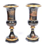 PAIR OF 19TH CENTURY BLACK LACQUER VASES