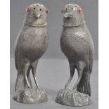 A PAIR OF 19TH CENTURY VICTORIAN BIRD PEPPER SHAKERS