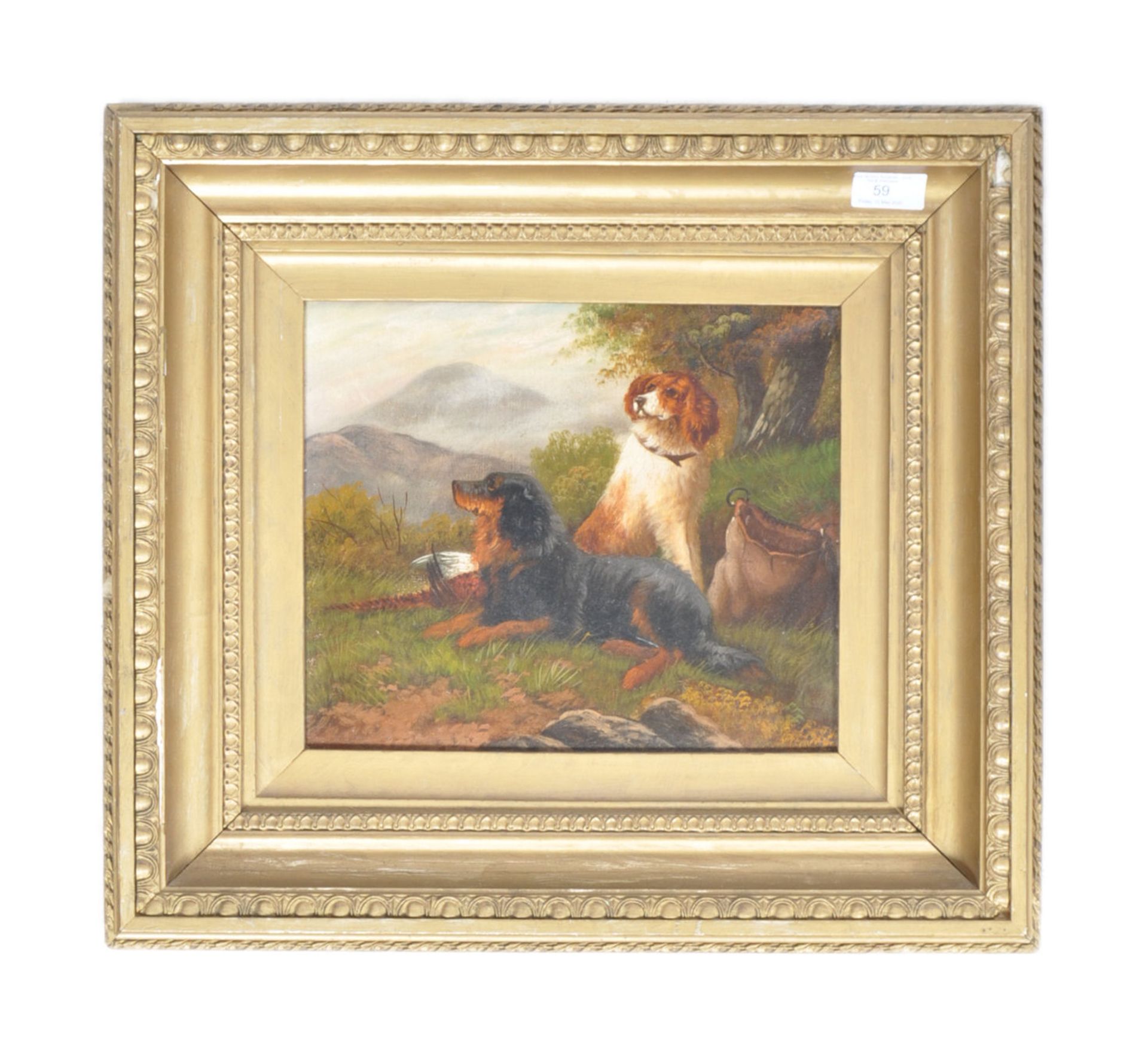 CHARMING 19TH CENTURY PAINTING OF DOGS