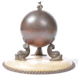 19TH CENTURY FRENCH ANTIQUE BRONZE AND MARBLE INKWELL