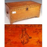 RARE 19TH CENTURY SATINWOOD BOX WITH MADONNA AND C