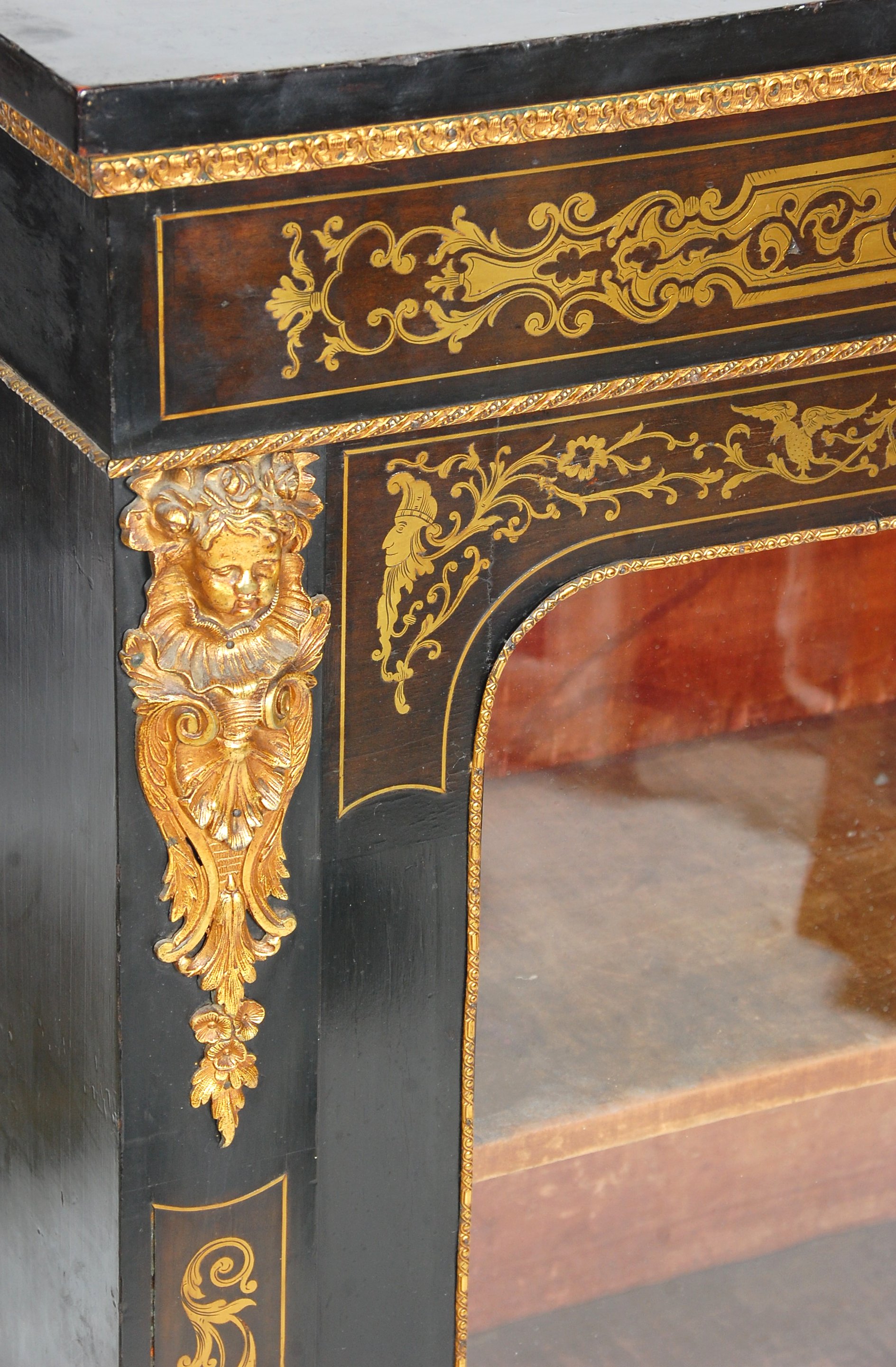 19TH CENTURY EBONISED BOULLE WORK INLAID PIER CABINET - Image 4 of 5