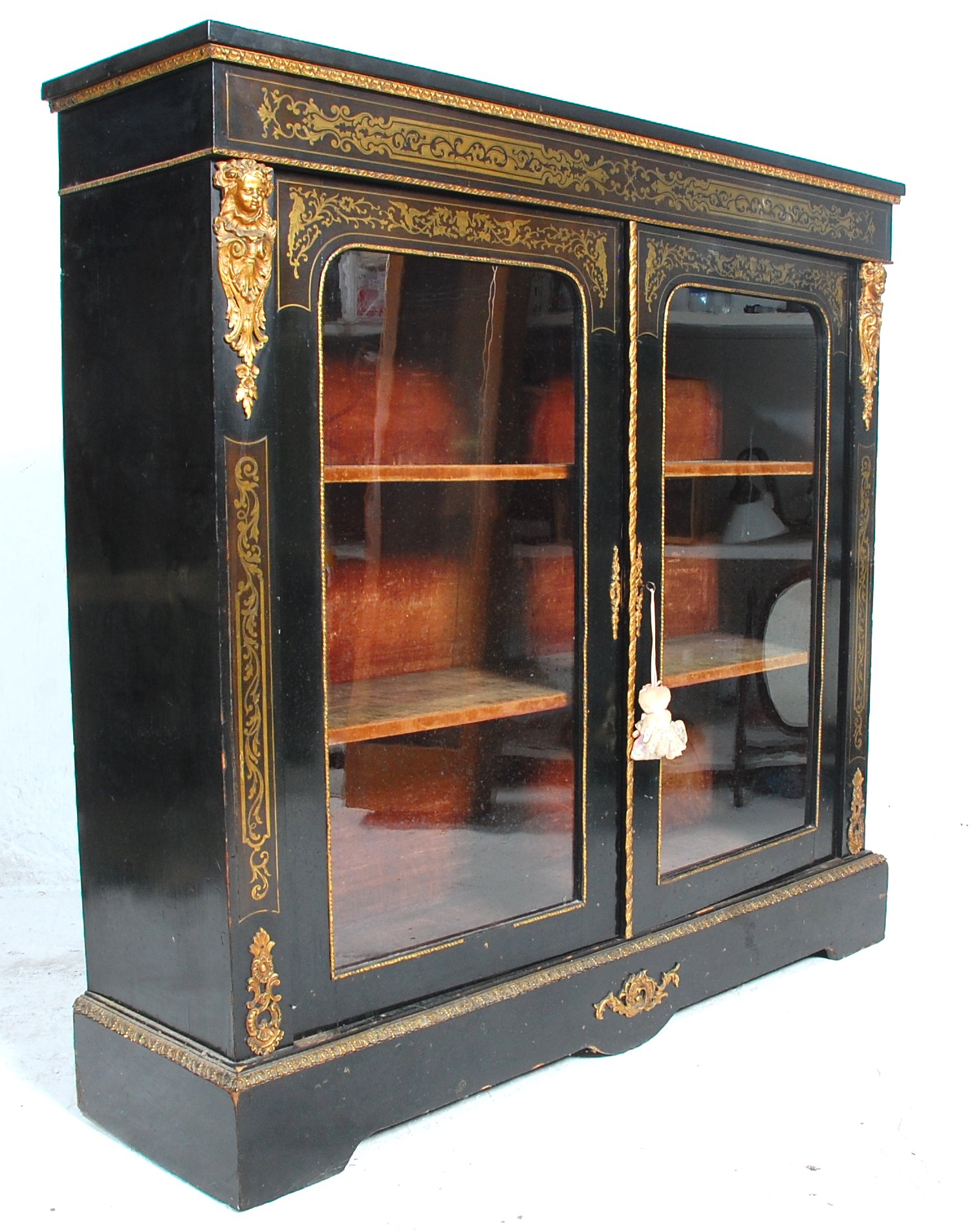 19TH CENTURY EBONISED BOULLE WORK INLAID PIER CABINET