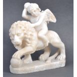 19TH CENTURY WEEKS MANNER ALABASTER CHEUB AND LION