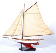 STUNNING 20TH HANDCRAFTED POND YACHT AND STAND