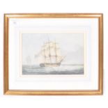 SAMUEL ATKINS - 1787-1808 - ANTIQUE WATERCOLOUR OF A SAILING SHIP