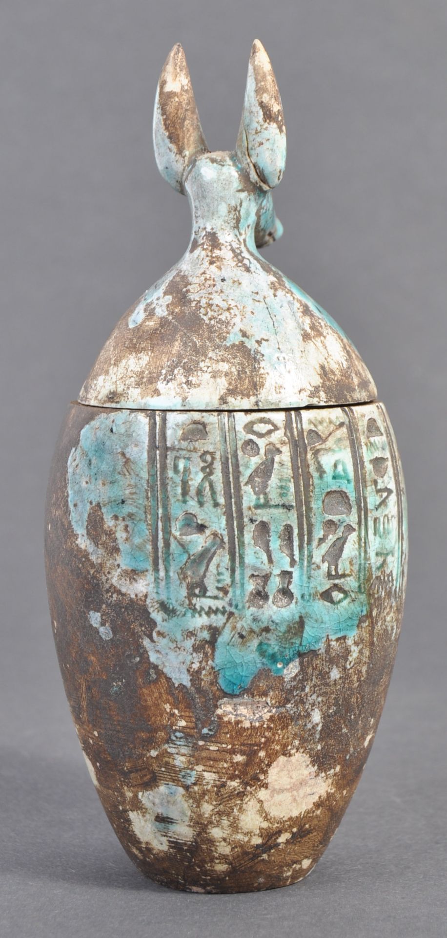 19TH CENTURY ANCIENT EGYPTIAN BLUE FAIENCE CANOPIC JAR - Bild 3 aus 7