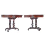 A PAIR OF 19TH CENTURY IRISH MAHOGANY CARD / GAMES