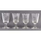 SET OF FOUR 19TH CENTURY VICTORIAN PANEL CUT BUCKET WINE GLASSES