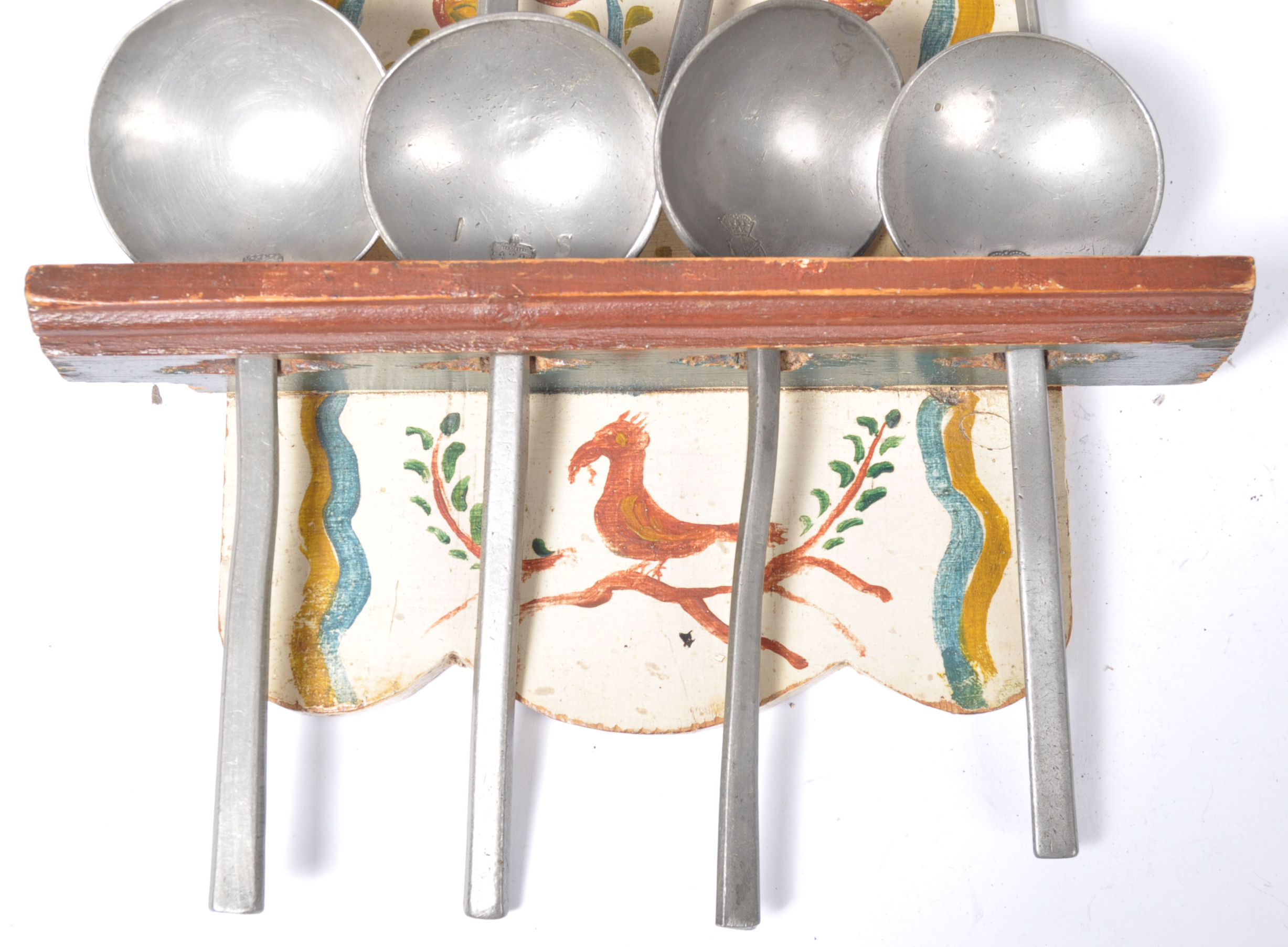 19TH CENTURY DUTCH PAINTED WOODEN PEWTER SPOON RACK - Image 2 of 5
