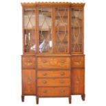19TH CENTURY EDWARDS AND ROBERTS SATINWOOD BREAKFRONT BOOKCASE