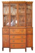 19TH CENTURY EDWARDS AND ROBERTS SATINWOOD BREAKFRONT BOOKCASE