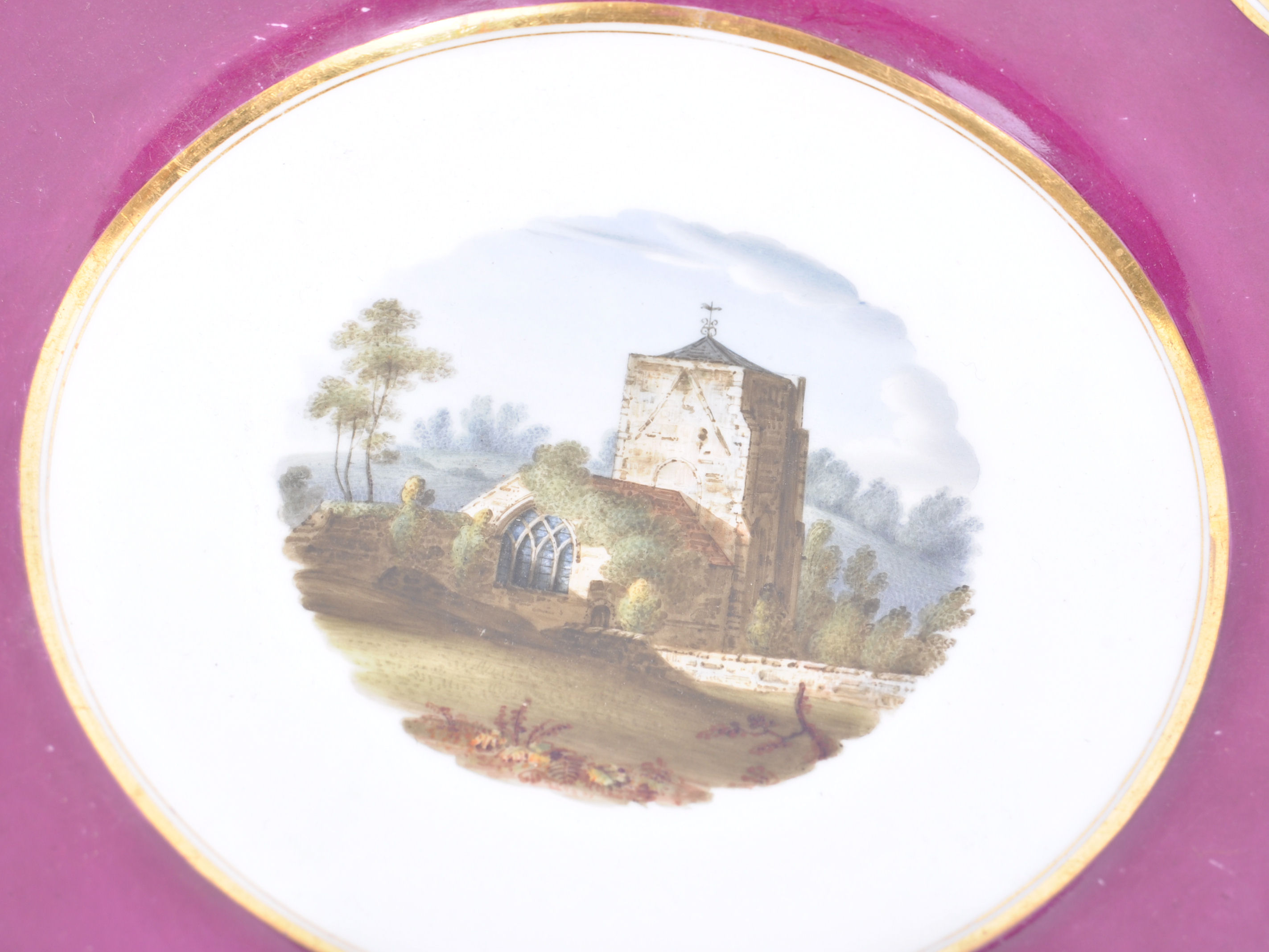 COLLECTION OF EARLY WORCESTER CABINET PLATES. - Image 2 of 9