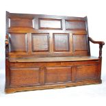 18TH CENTURY GEORGIAN ENGLISH OAK HALL SETTLE BENCH