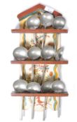 19TH CENTURY DUTCH PAINTED WOODEN PEWTER SPOON RACK