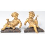 PAIR OF ANTIQUE GILDED BRONZE CHERUB FIGURES