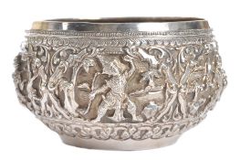 19TH CENTURY INDIAN SILVER TEMPLE PRAYER BOWL