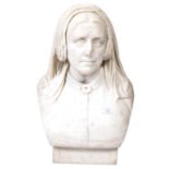 18TH / 19TH CENTURY MARBLE BUST STUDY OF A MOURNING LADY
