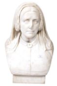 18TH / 19TH CENTURY MARBLE BUST STUDY OF A MOURNING LADY
