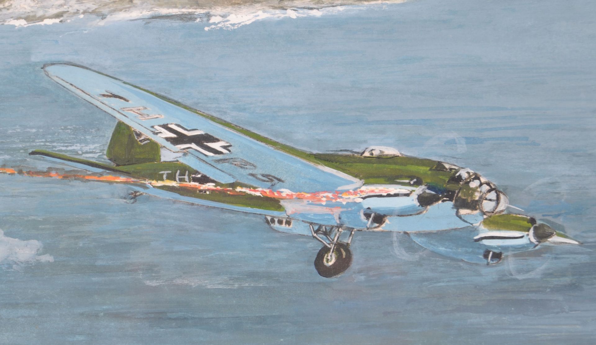 GEOFFREY BELL - WW2 SPITFIRE DOGFIGHT - WATERCOLOUR PAINTING - Bild 4 aus 7