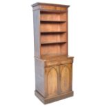 19TH CENTURY FADED MAHOGANY TALL AND THIN BOOKCASE