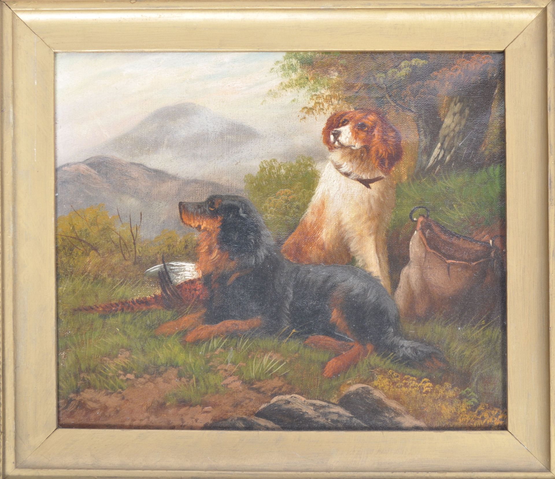 CHARMING 19TH CENTURY PAINTING OF DOGS - Image 2 of 5