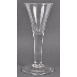 MID 18TH CENTURY GEORGIAN ENGLISH HAND BLOWN WINE GLASS