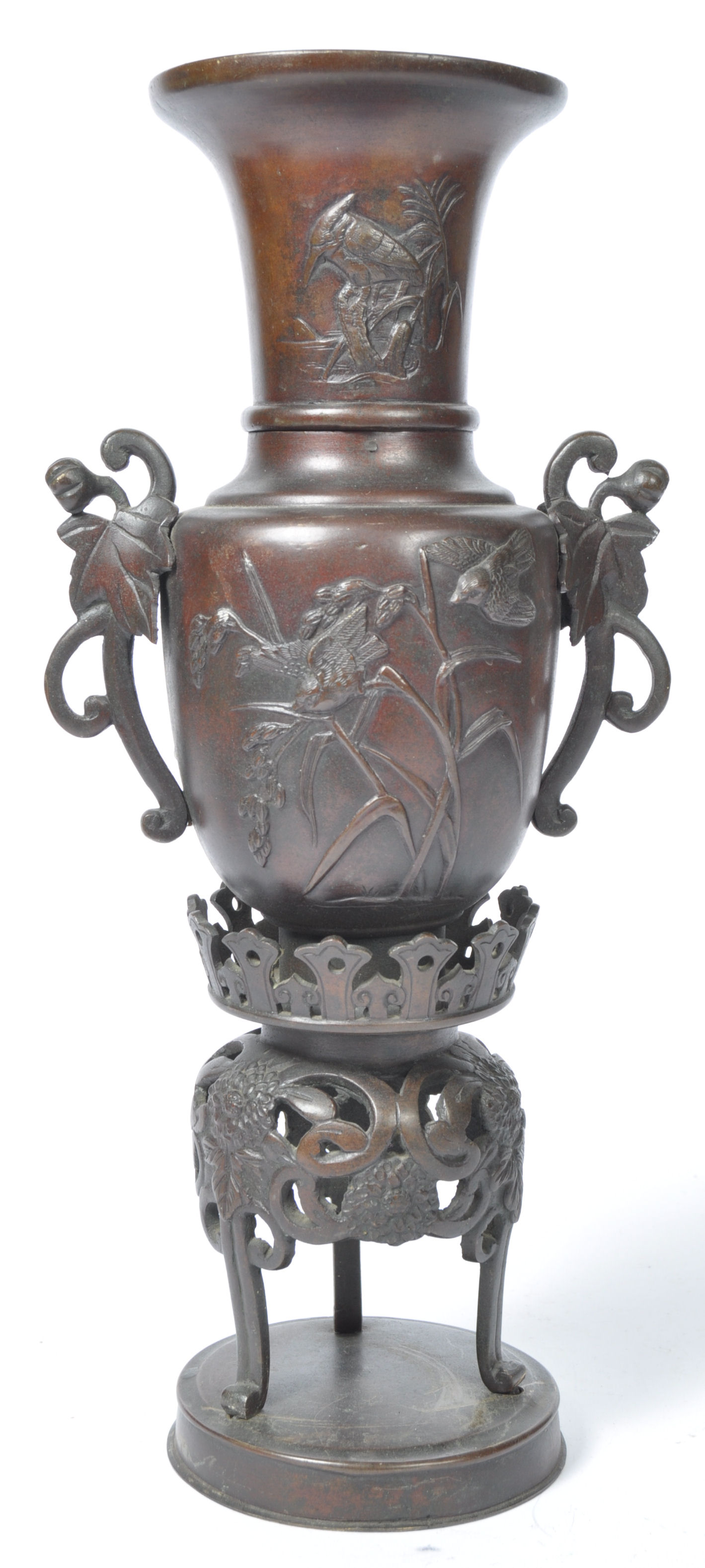 19TH CENTURY JAPANESE MEIJI PERIOD BRONZE VASE - Image 5 of 5