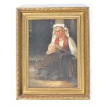 19TH CENTURY OIL ON CANVAS PORTRAIT STUDY OF A PEASANT LADY