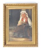 19TH CENTURY OIL ON CANVAS PORTRAIT STUDY OF A PEASANT LADY