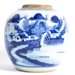 EARLY 19TH CENTURY CHINESE LARGE BLUE AND WHITE GINGER JAR