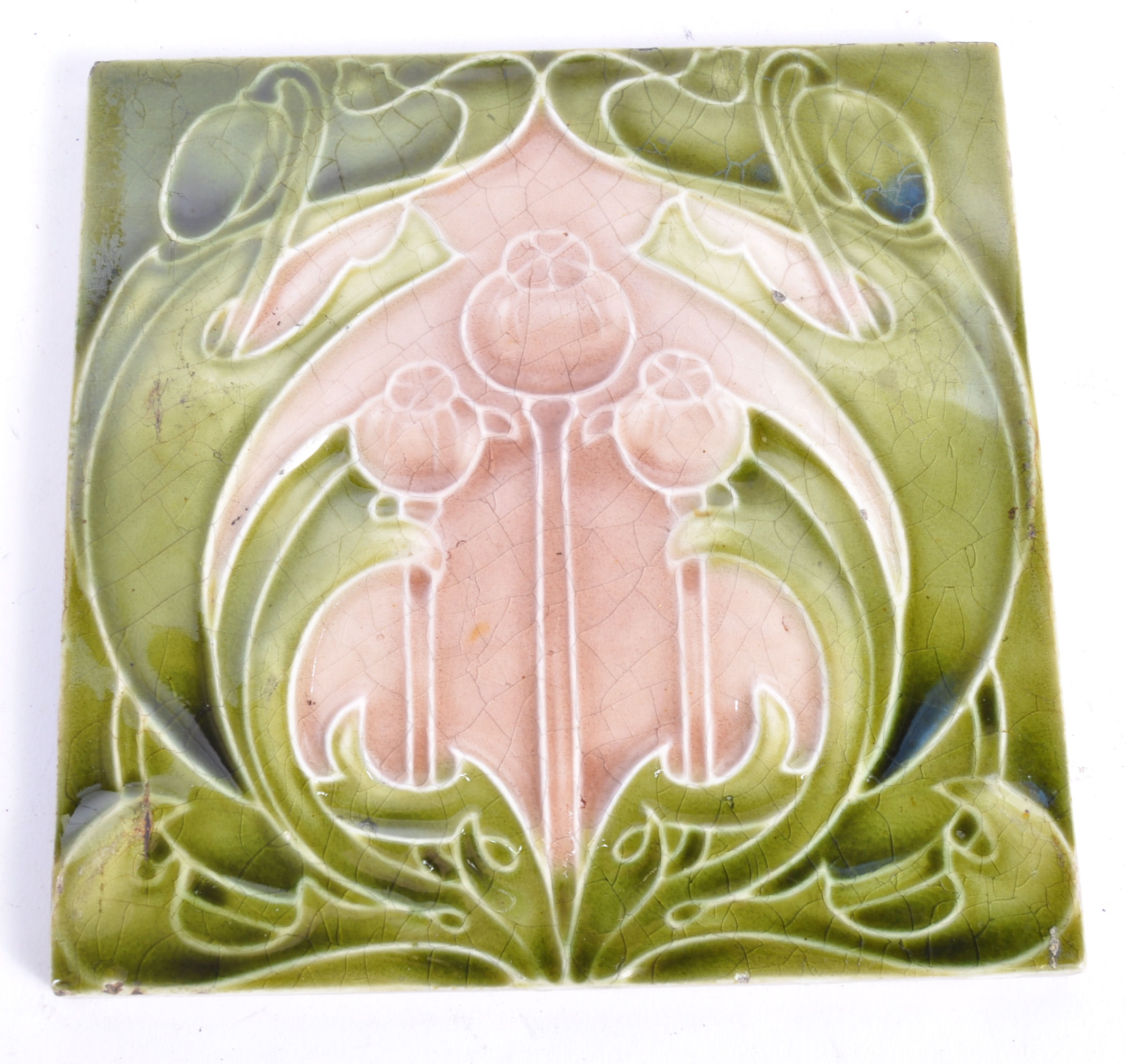 TWO 19TH CENTURY VICTORIAN ART NOUVEAU MAJOLICA TILES - Image 2 of 5