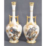 PAIR OF 19TH CENTURY ROYAL WORCESTER BIRD VASES