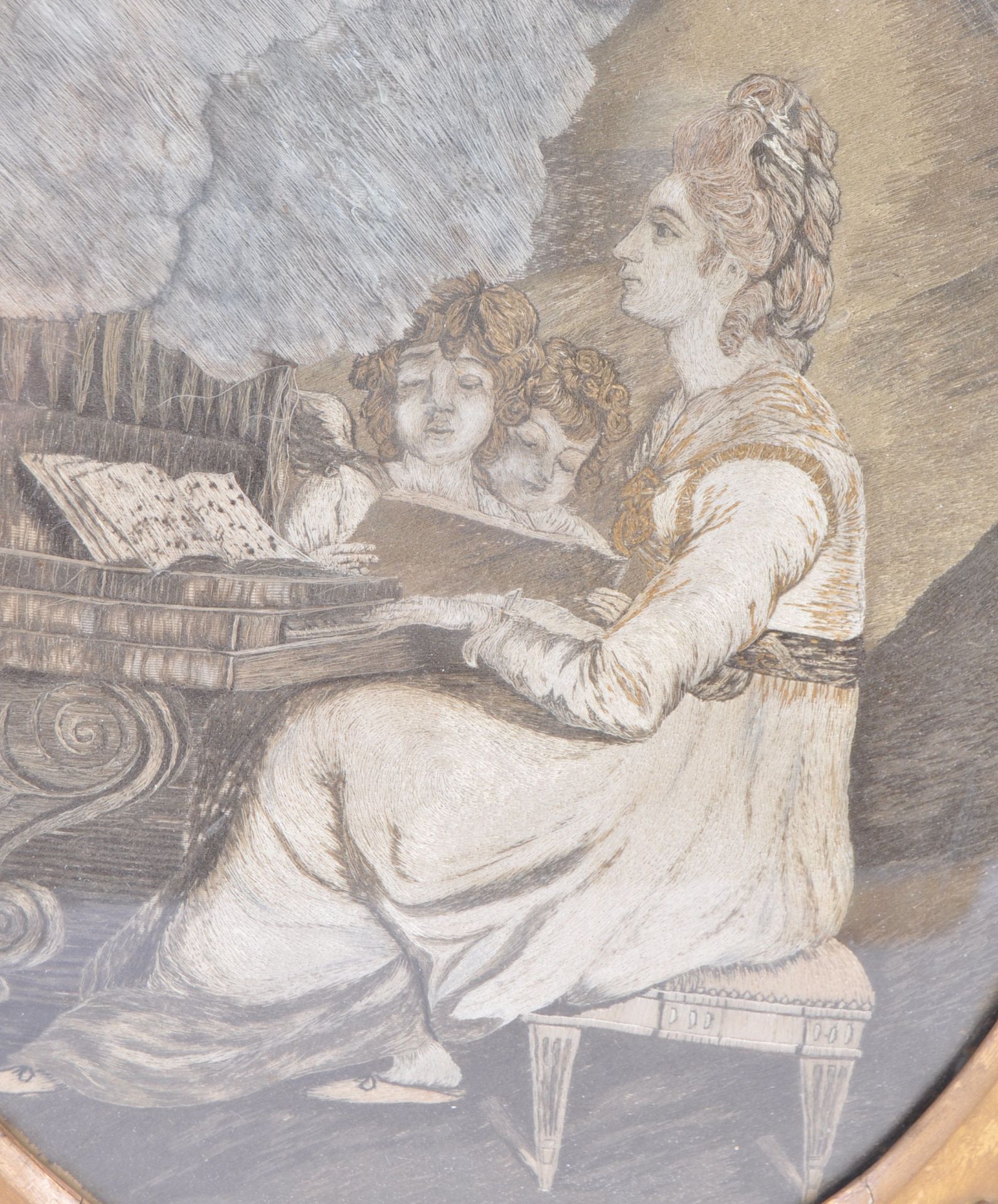 LATE 18TH CENTURY EMBROIDERED PICTURE OF LADY PIANIST - Image 2 of 4
