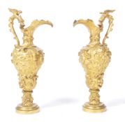 PAIR OF STUNNING 19TH CENTURY FRENCH BRONZE ORMOLU EWER CANDLESTICKS