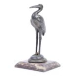 CHINESE ANTIQUE CAST BRONZE CRANE BIRD FIGURINE