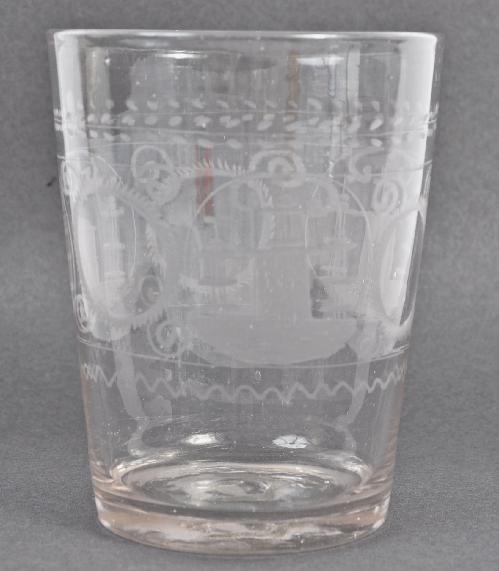 19TH CENTURY GLASS TUMBLER WITH SAILING BOAT DECORATION - Bild 2 aus 5