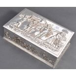 19TH CENTURY SILVER PLATED CAVORTING CHERUB BOX