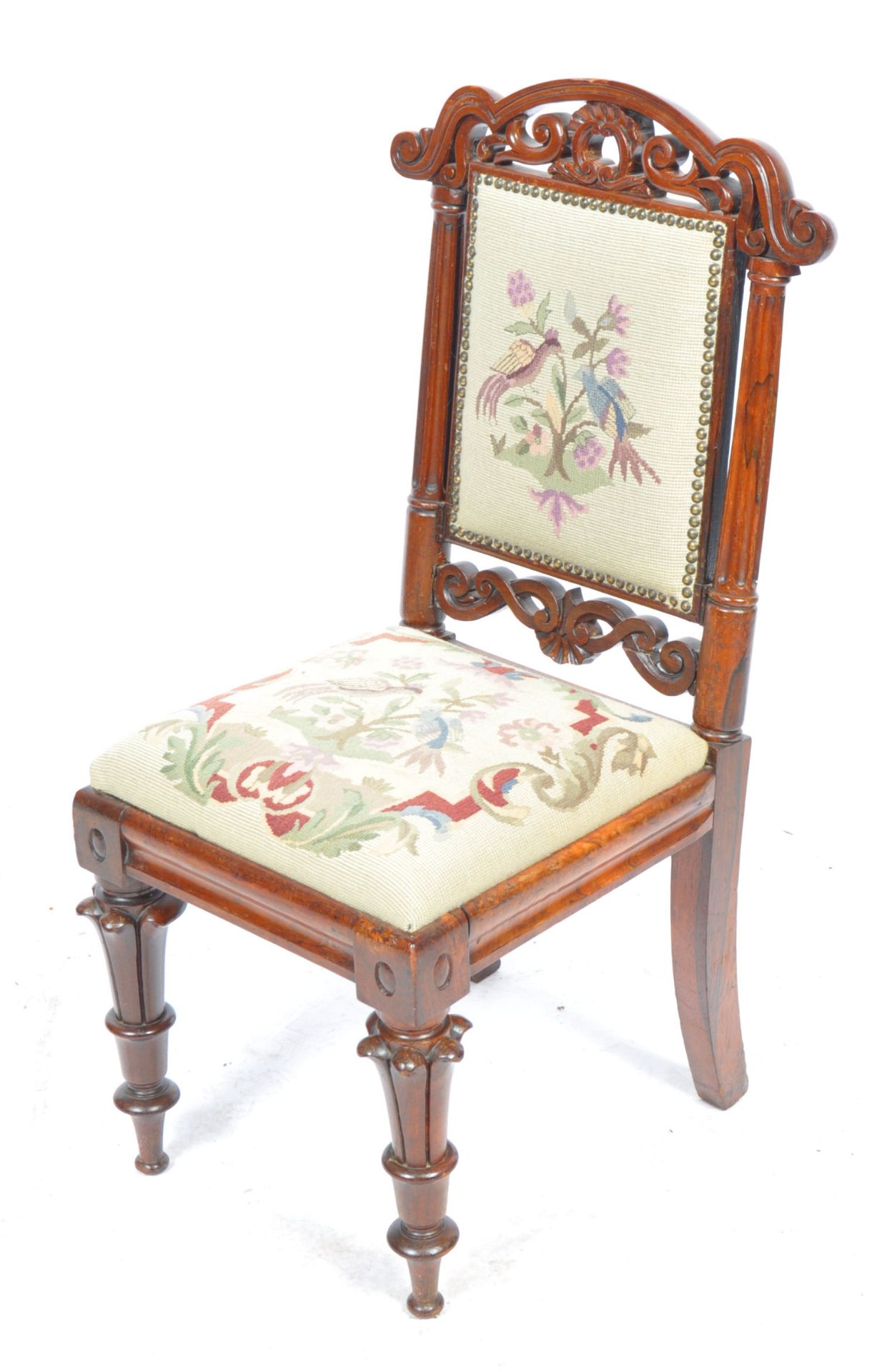 19TH CENTURY VICTORIAN ENGLISH ANTIQUE ROSEWOOD BEDROOM CHAIR - Image 2 of 7