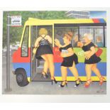 AFTER BERYL COOK SIGNED PRINT ENTITLED ' BUS STOP '