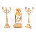 RARE GOLD MARBLE SAMUEL MARTI CLOCK AND GARNITURE SETS