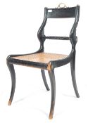 EARLY 19TH CENTURY REGENCY EBONISED CANE SEAT SIDE CHAIR